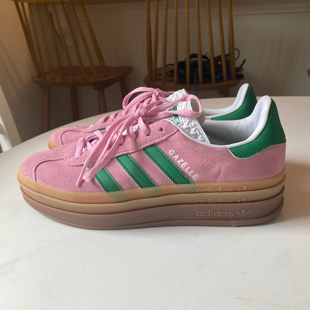 Pink and Green Adidas Gazelle